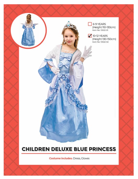 Children Blue Princess 10-12 years
