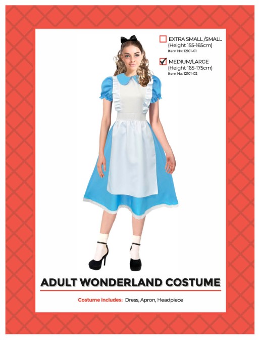 Adult Alice in Wonderland Costume M/L