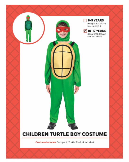 Children Turtle Boy Costume 10-12 years