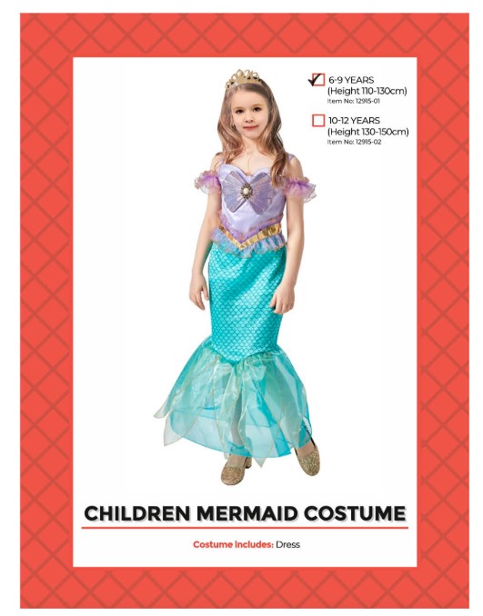 Children Summer Mermaid Costume 6-9 years