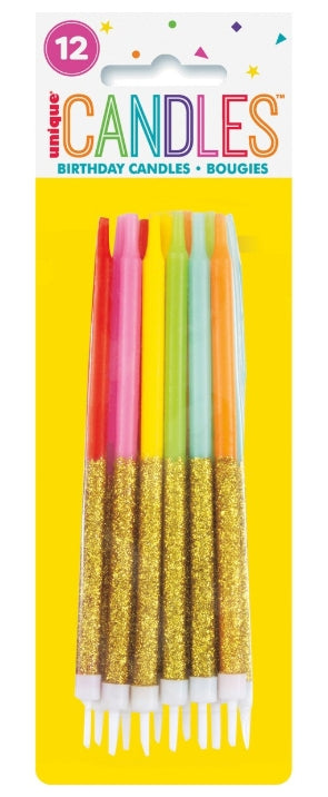 12 5" Rainbow gltr dppd BDY CANDLE