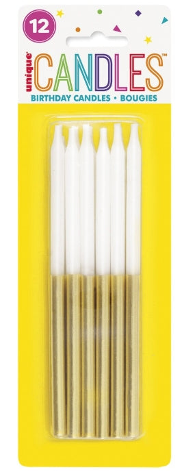 12 Metallic Assorted Bday Candle 5"