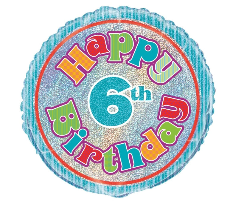 45cm Rainbow 6th Birthday