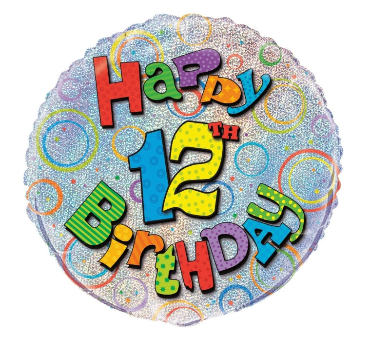 45cm Number 12 Happy Birthday Foil