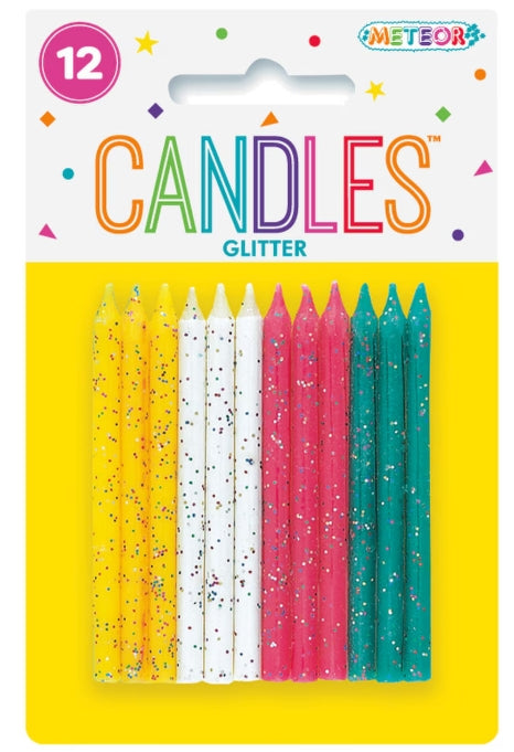 12 Glittter candles (multy)