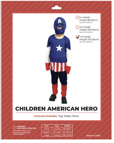 Children American Hero Costume L (7-8 yrs)