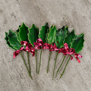 10PK CHRISTMAS HOLLY LEAVES