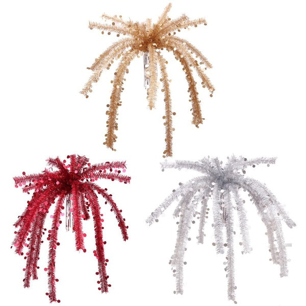 3A TRADITIONAL MIX TINSEL FOUNTAIN 90CM RED/ CHAMPAHGNE/ SILVER