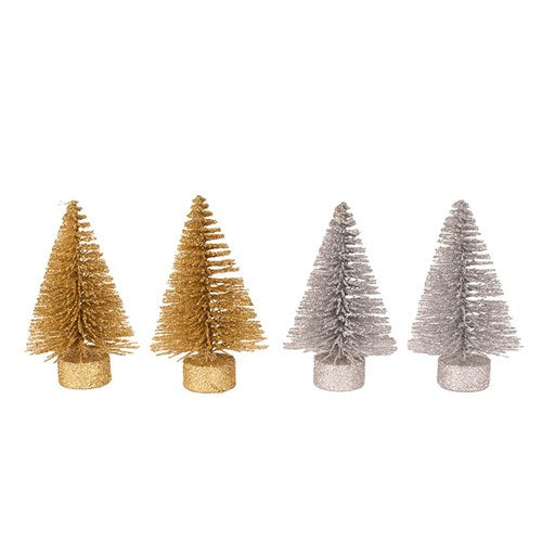 2A PK4 GOLD & SILVER MINI TREE 7.5CM