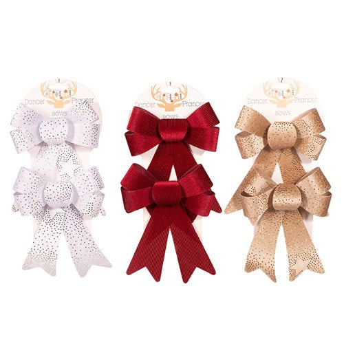 3A 2PK BOWS 15X17CM SILVER, CHAMPAGNE, RED 15X17CM