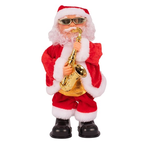 30CM MUSICAL SANTA W/SAXAPHONE B/O 3xAA NOT INCLUDED