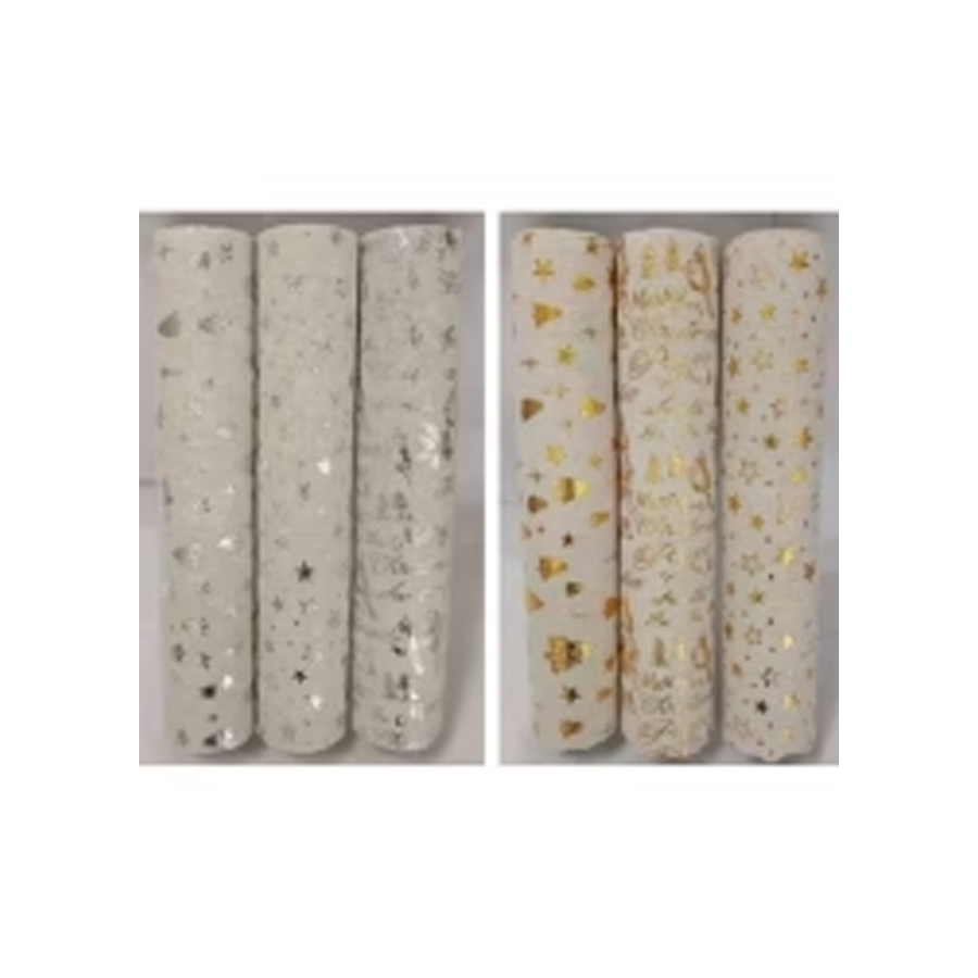 XMAS TABLE RUNNER CREAM 30X180CM IN ROLL 6ASST