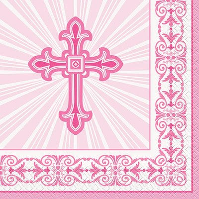 Radiant Cross Pink Lunch Napkins