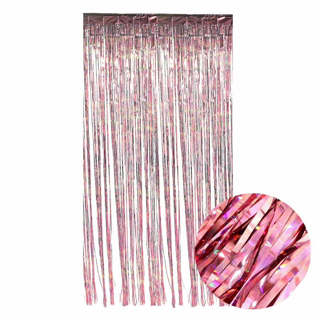 IRIDESCENT FOIL CURTAIN ROSE