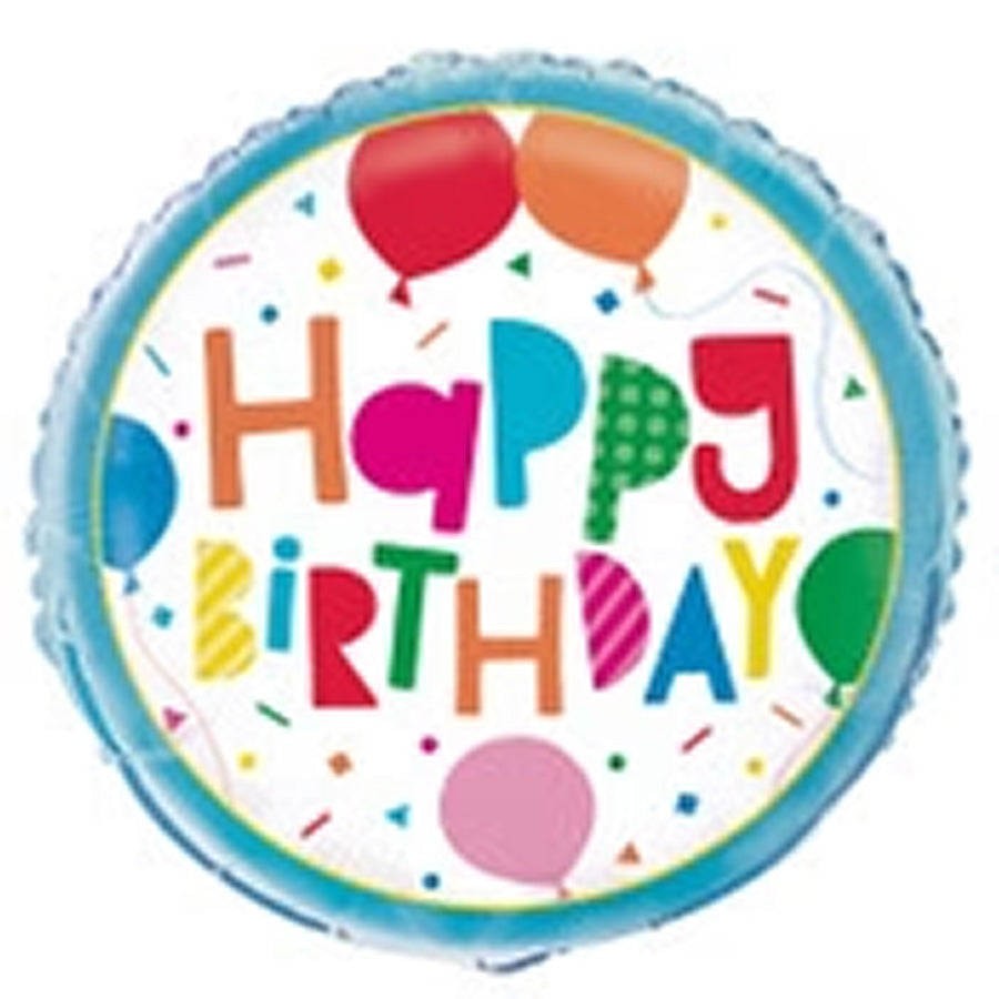 Colourful Balloons 45cm (18") Foil Balloons - Packaged