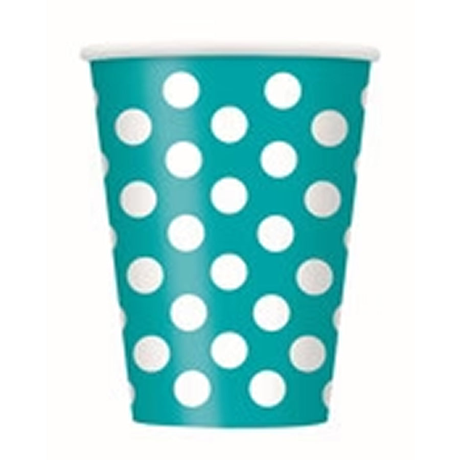 DOTS 6 x 12oz CUPS - C/TEAL