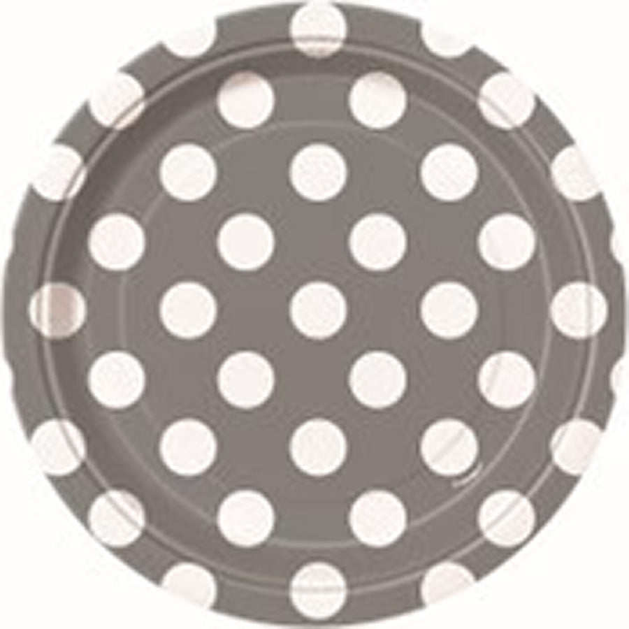 Dots Silver 8 x 18cm (7") Paper Plates