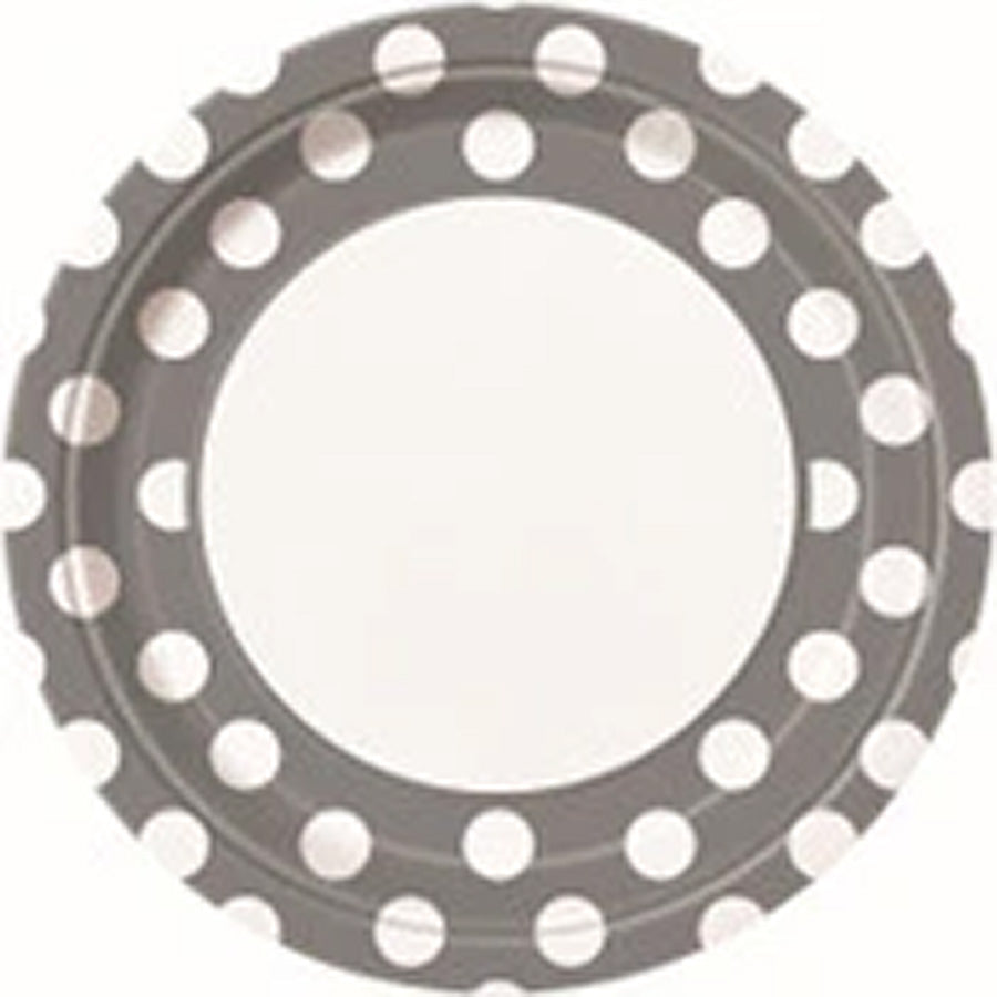 Dots Silver 8 x 23cm (9") Paper Plates