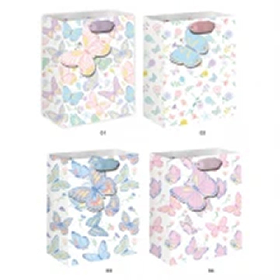 GIFT BAG BUTTERFLY LGE 4ASST 26x32x12.5cm
