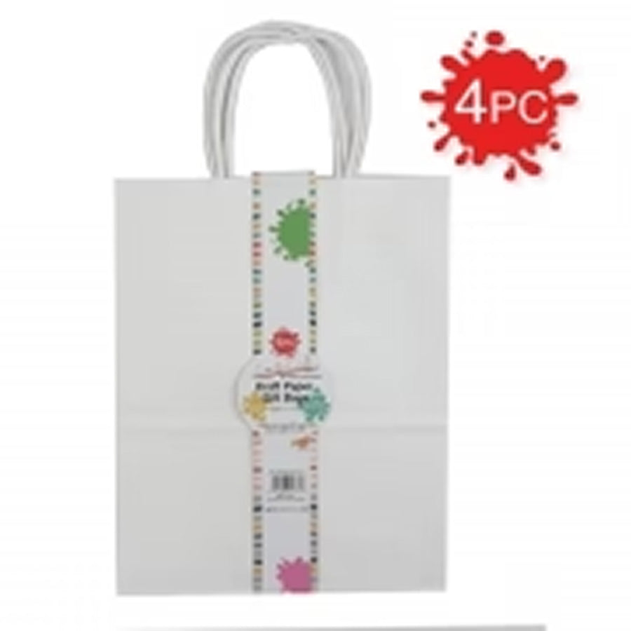 GIFT BAG KRAFT WHITE PK4 21X11X27CM