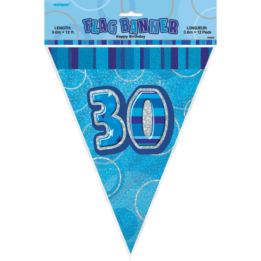 GLITZ BLUE FLAG BANNER - 30