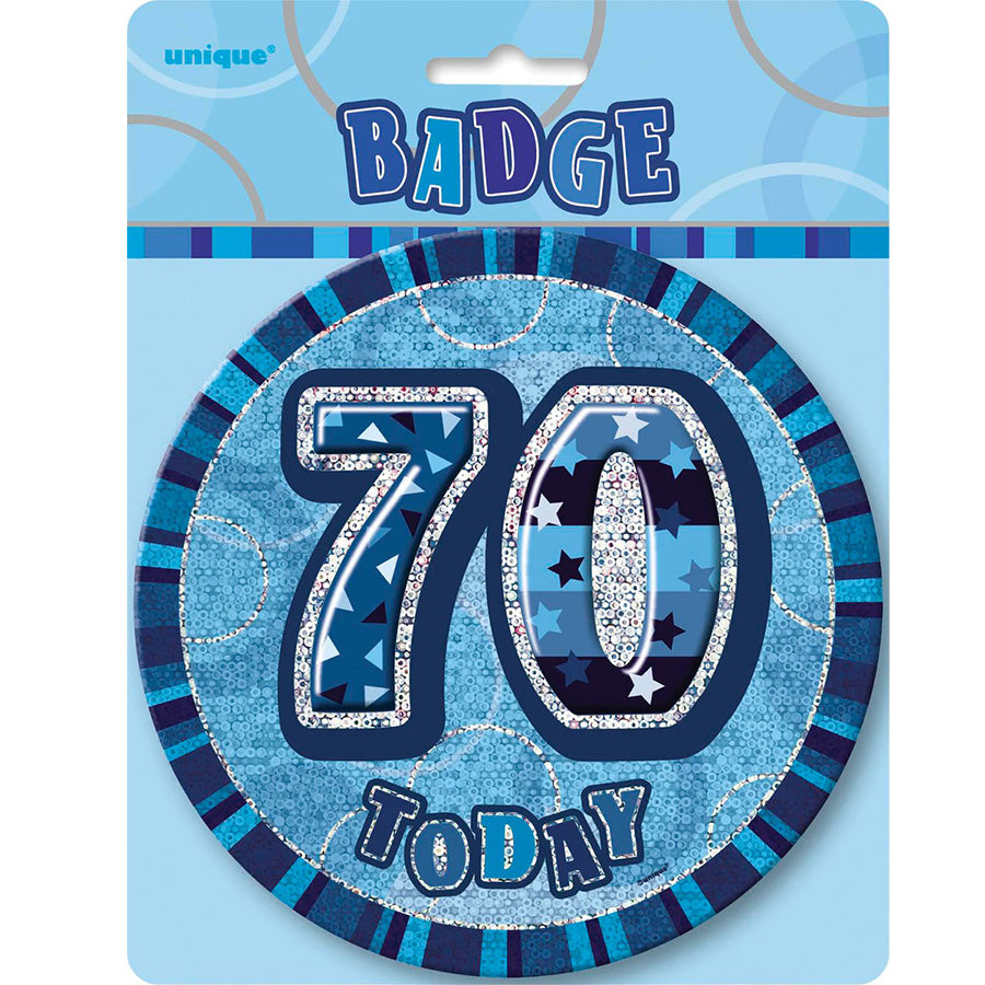 GLITZ BLUE B'DAY BADGE - 70
