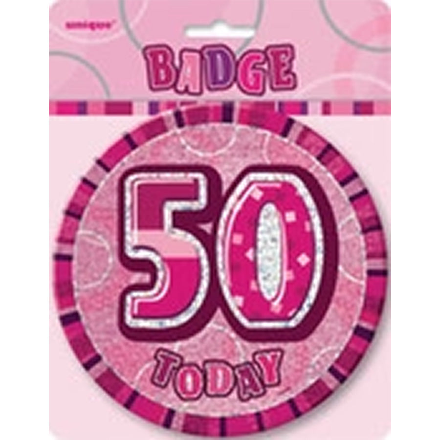 GLITZ PINK B'DAY BADGE - 50