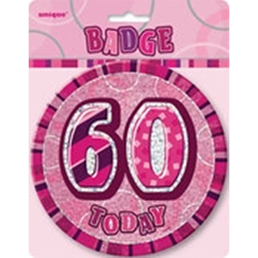 GLITZ PINK B'DAY BADGE - 60