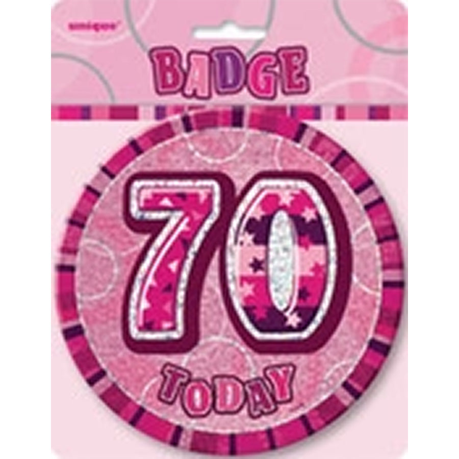 GLITZ PINK B'DAY BADGE - 70