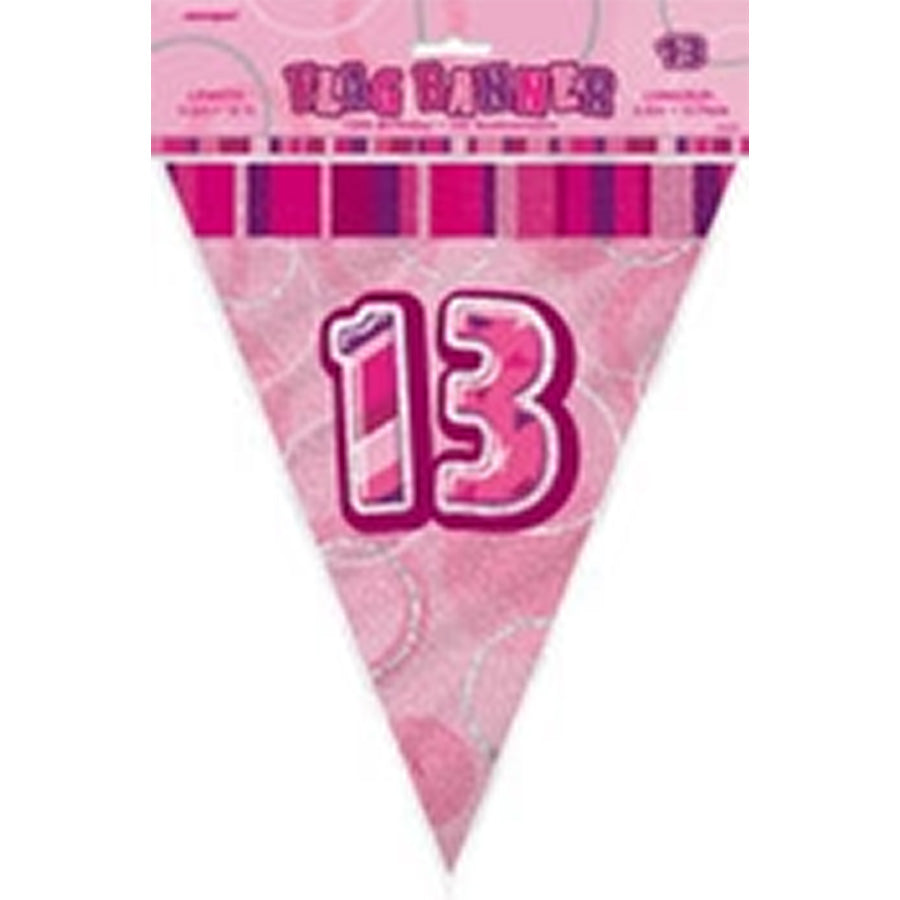 GLITZ PINK FLAG BANNER - 13