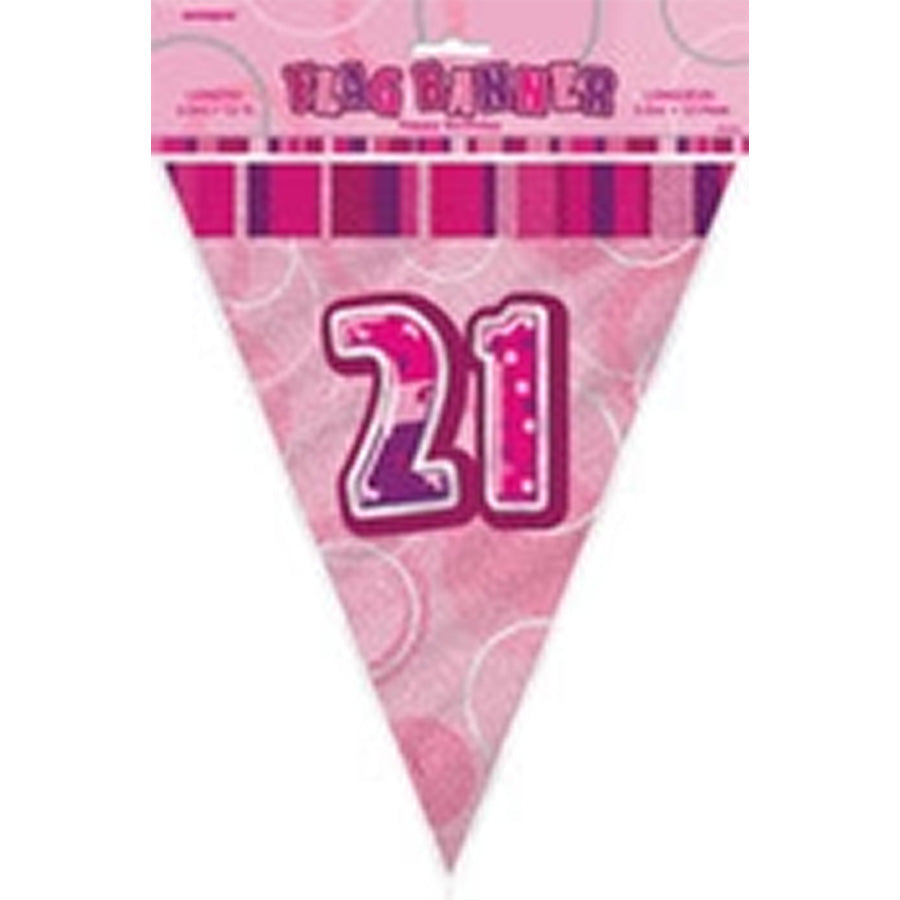 GLITZ PINK FLAG BANNER - 21