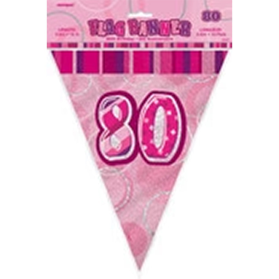 GLITZ PINK FLAG BANNER - 80