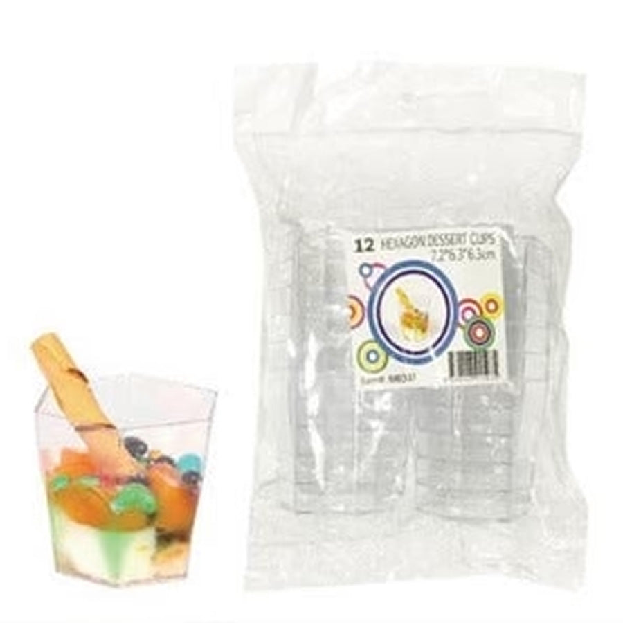 CLEAR HEXAGON CUP 12PCS