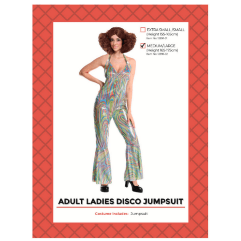 Adult Ladies Disco Jumpsuit (M/L)