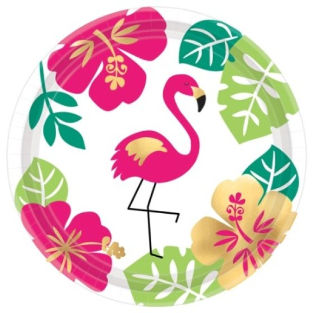 You Had Me At Aloha 17cm Round Metallic Paper Plates PK8