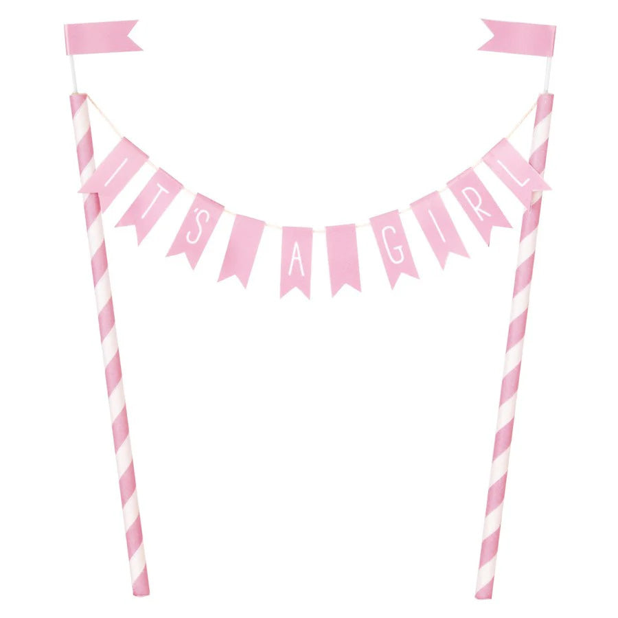 It's A Girl Bunting Cake Topper