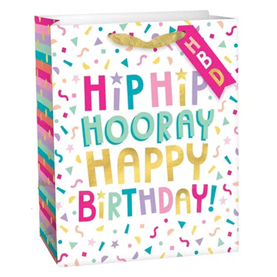 LRG HIP HOORAY GIFT BAG W/HOT STAMP-26X32X12CM