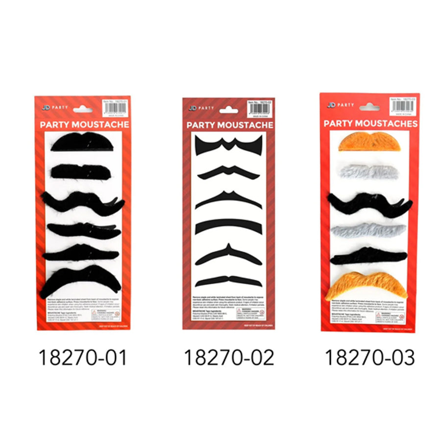 Moustache Set of 6 (Thick Colour)
