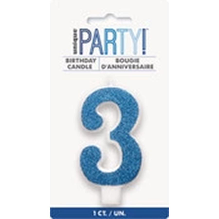 NUMERAL CANDLE 3 - BLUE
