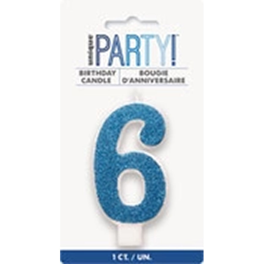 NUMERAL CANDLE 6 - BLUE