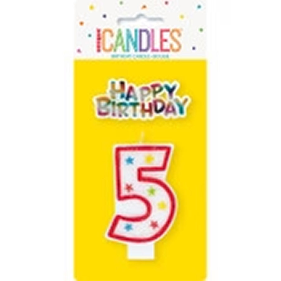 NUMERAL CANDLE W/CAKE DECO - 5