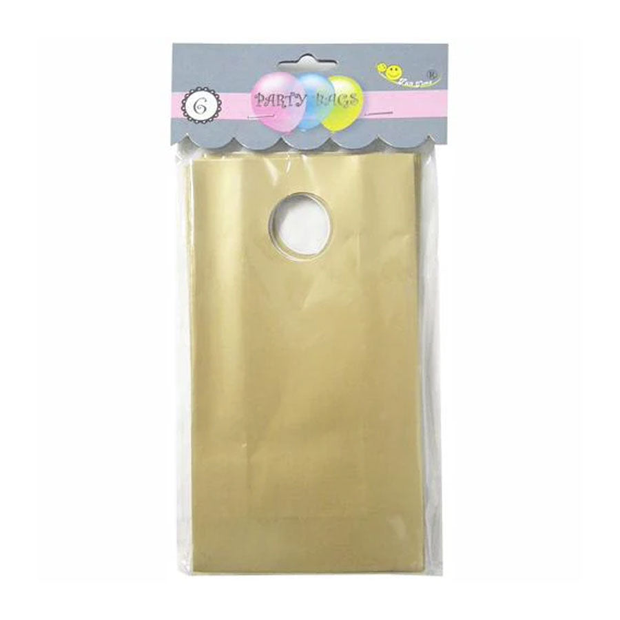 PAPER PARTY BAG 6PCS GOLD