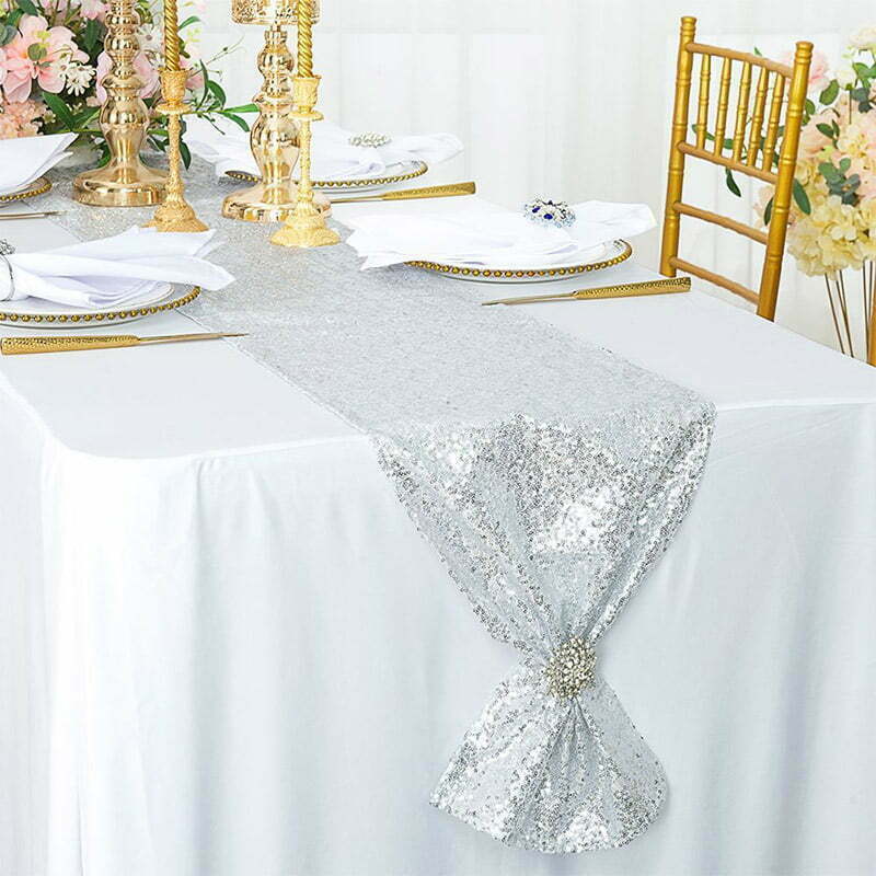 Silver Sequin Table Runner - 1.8M