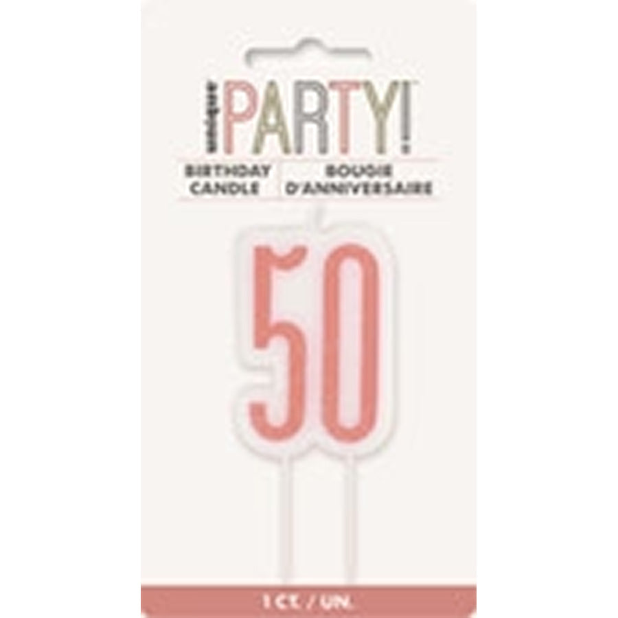 R/GOLD NUMERAL CANDLE - 50