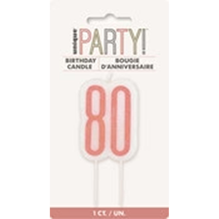 R/GOLD NUMERAL CANDLE - 80