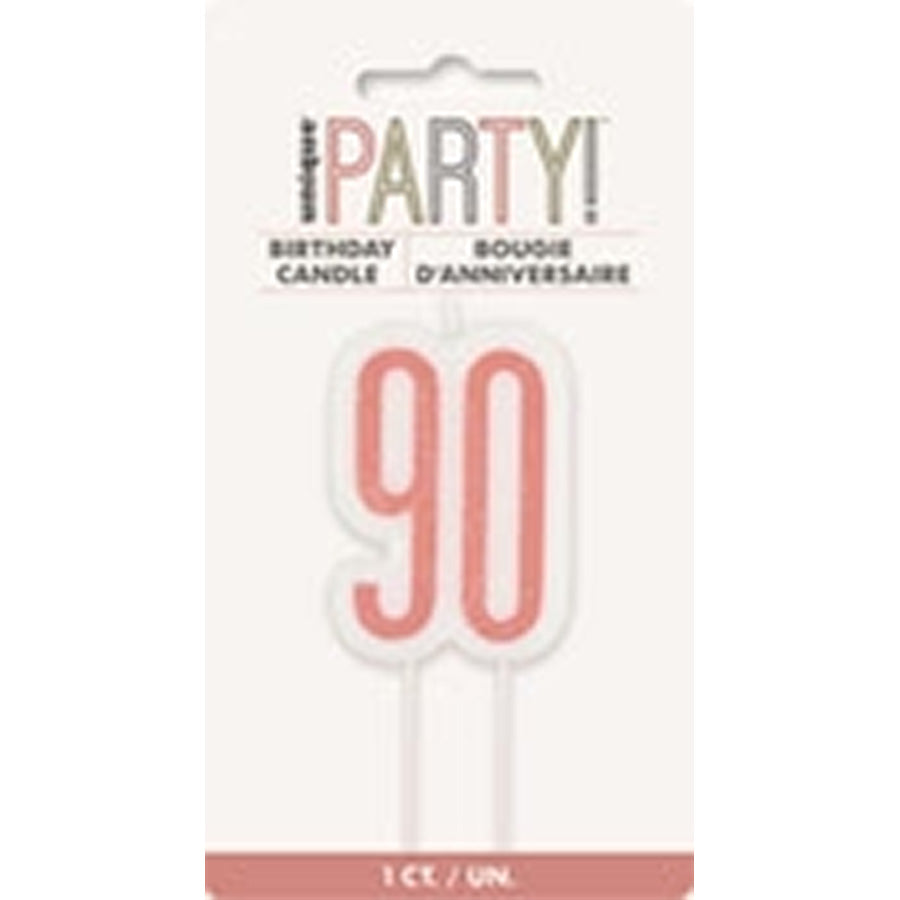 R/GOLD NUMERAL CANDLE - 90