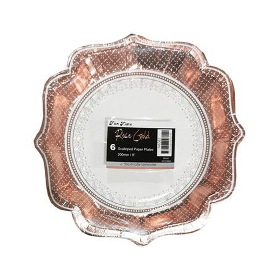 R.GOLD SCALLOP PLATES 8" PK6