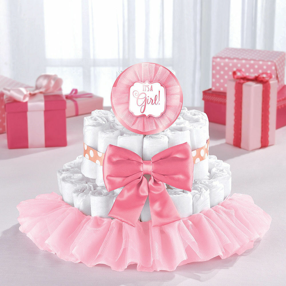 Baby Shower Pink Deluxe Diaper Cake Kit