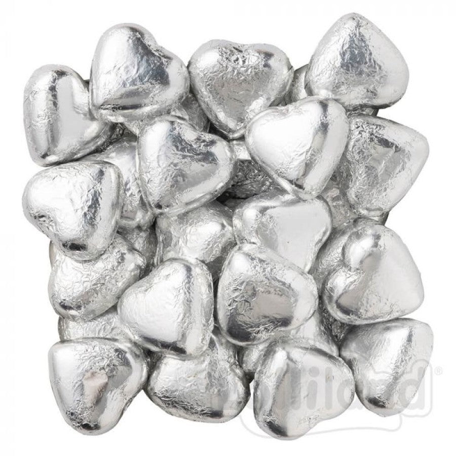 Silver Chocolate Hearts 500g