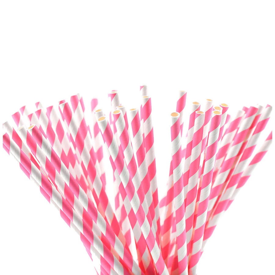 STRIPE L/PINK PAPER STRAWS
